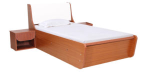 turin single bed with two side tables in brown colour by rawat turin single bed with two side tables