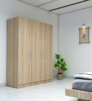 three door wardrobe in swiss elm finish in mdf by primorati three door wardrobe